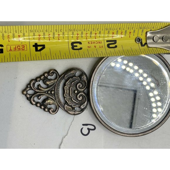 Vintage Hans Jensen Hand Pocket Mirror Tavern Scene Dark Silver Plated DENMARK - Picture 5 of 5